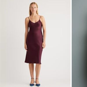 Quince Burgundy Slip Dress, 100% silk